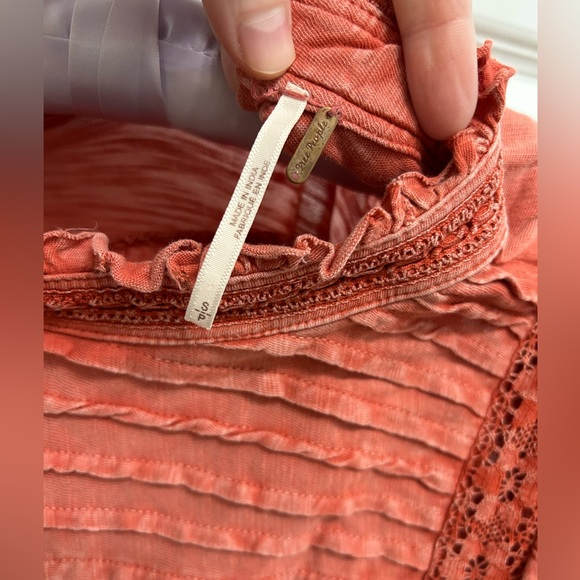 Free People Rust Ruffle Blouse - Picture 3 of 5